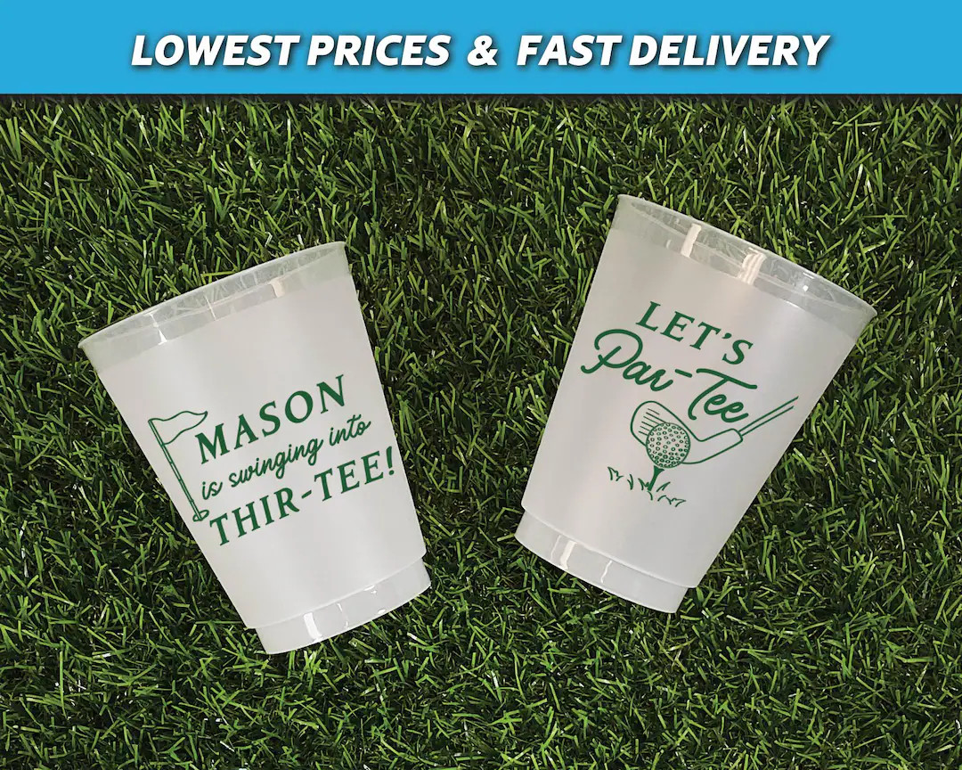 Swinging Into Thir-tee, Golf Birthday Frosted Cups, Let's Partee, Custom Golf Party Cups, 30th Bi... | Etsy (US)