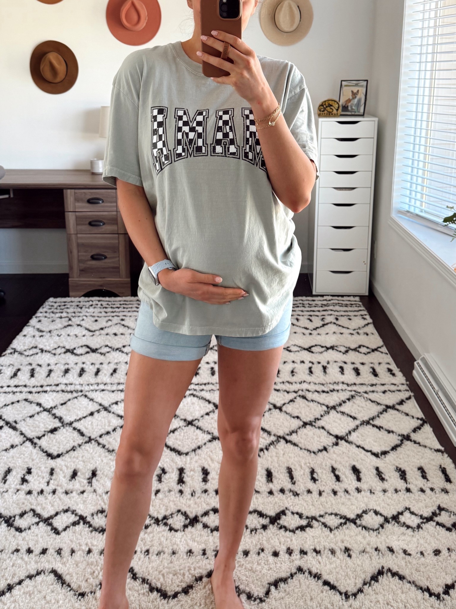 Maternity denim shorts! Wearing my normal size 4 and they fit like a glove. On sale for $17.50 right now! 

#LTKBump #LTKSaleAlert #LTKFindsUnder50