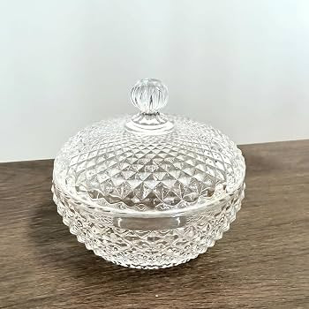 21oz Glass Candy Jar with Lid | Large Clear Crystal Christmas Candy Bowl for Holiday Parties, Wed... | Amazon (US)