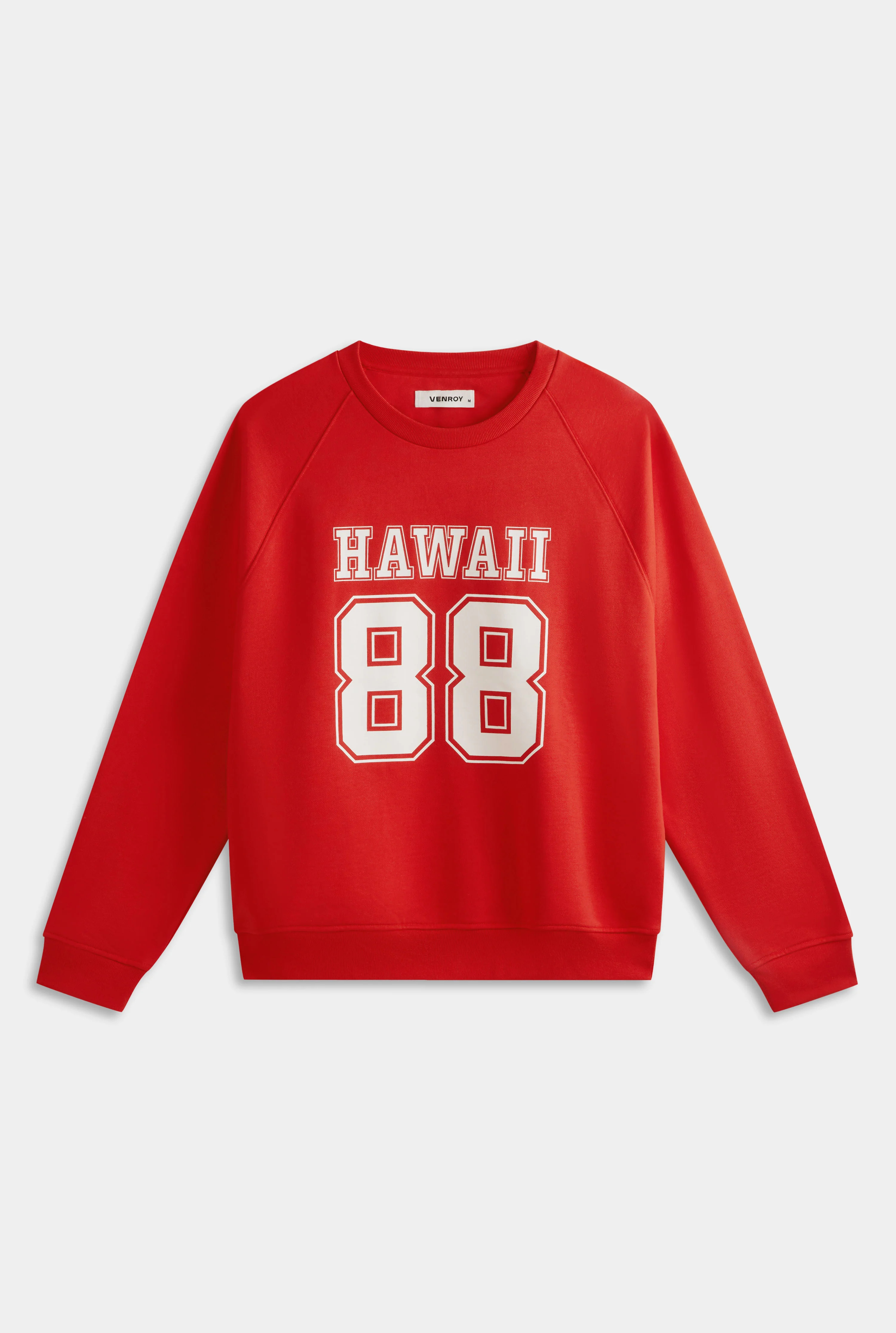 Mens Raglan Fleece Track Crewneck in Red | Venroy | Venroy AU