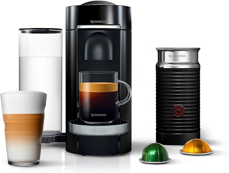 Nespresso VertuoPlus Deluxe Coffee and Espresso Machine by De'Longhi with Milk Frother, 4 Cups, P... | Amazon (US)