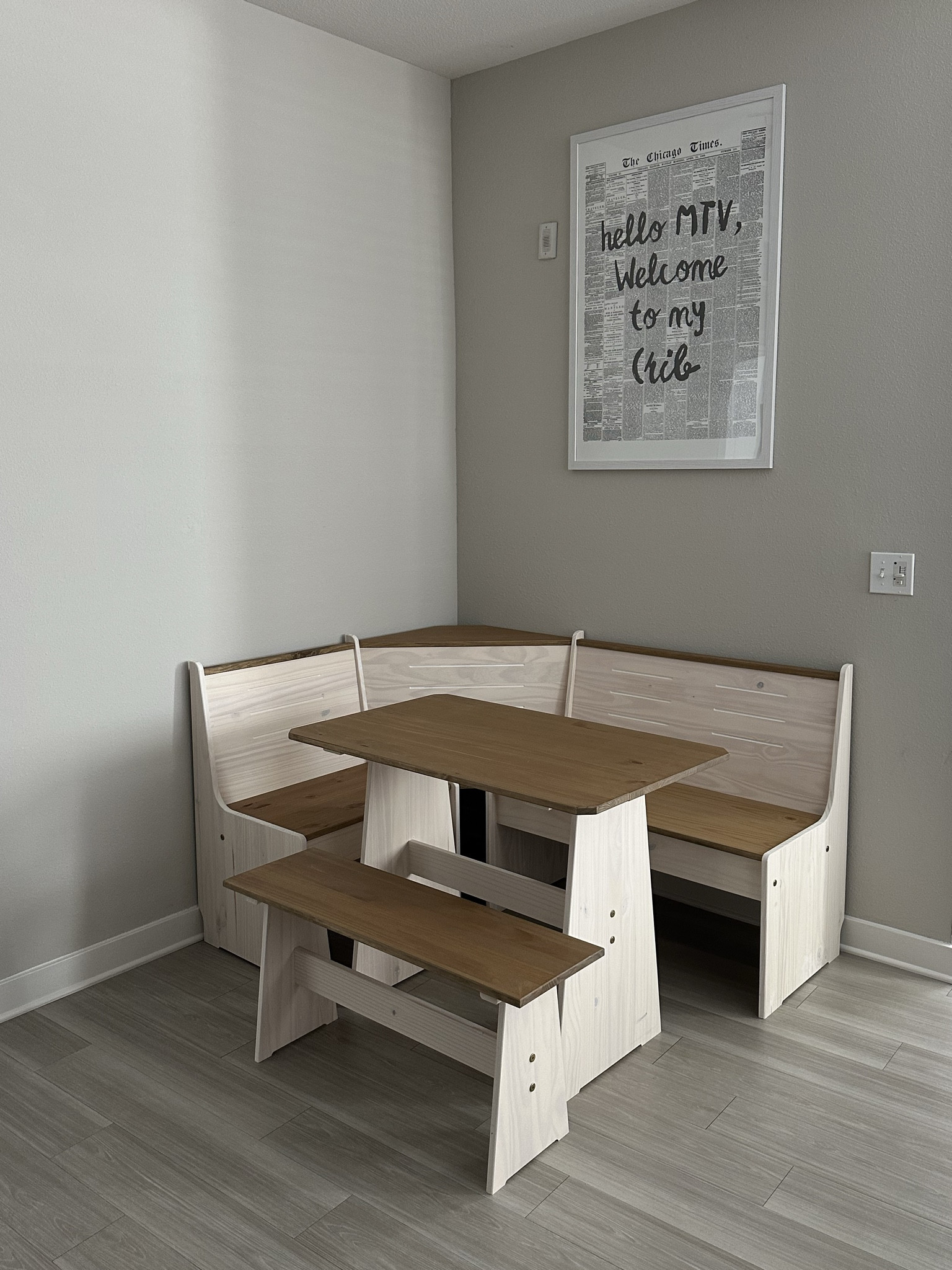 perfect little breakfast nook for an apartment. not too big, not too small. Also linked the print and frame

#LTKMostLoved #LTKhome #LTKfamily