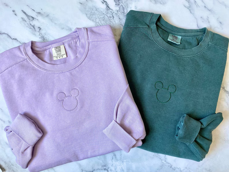 Mickey Mouse Embroidery Disney Comfort Colors Sweatshirt, Simple Monochromatic Disney Sweatshirt ... | Etsy (US)