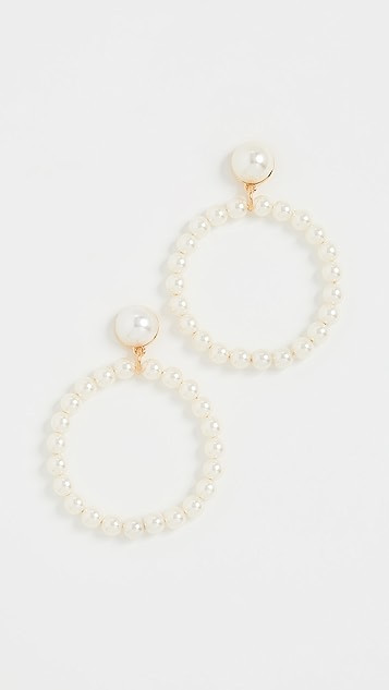 Frontal Imitation Pearl Hoops | Shopbop