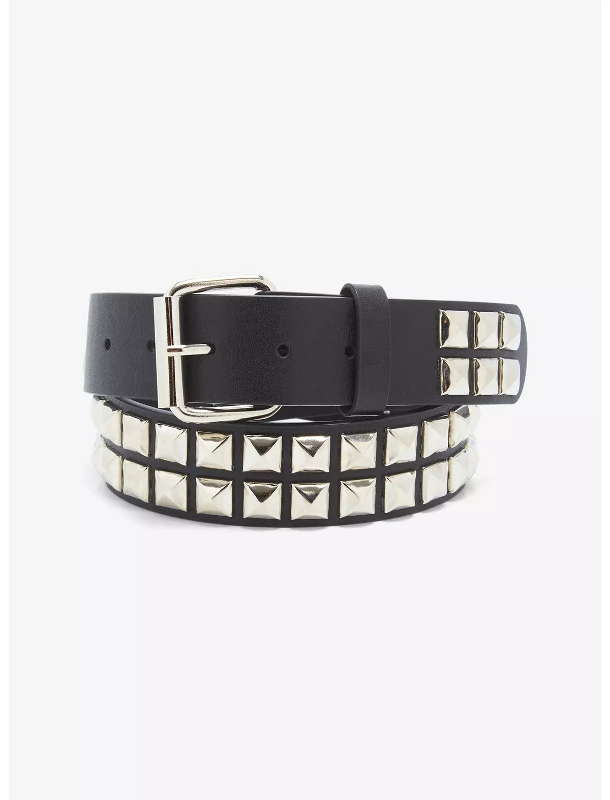 Black & Silver Two Row Pyramid Stud Belt | Hot Topic | Hot Topic