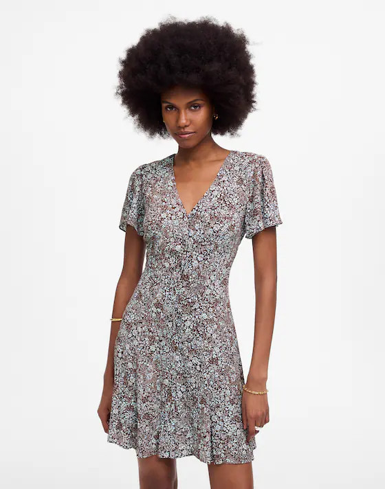 Button-Front Mini Dress in Floral | Madewell