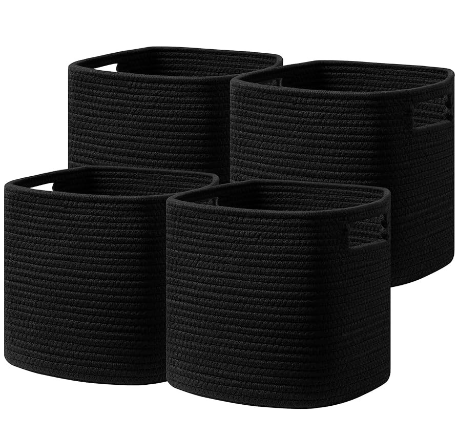 UBBCARE Set of 4 Storage Basket-13 X 13 X 13 in, Cotton Rope Basket for Shelves, Toys, Book, Cube... | Amazon (US)