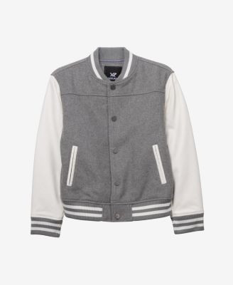 Boys Wool Varsity Bomber Jacket With Grainy PU Sleevees Jackets | Macy's