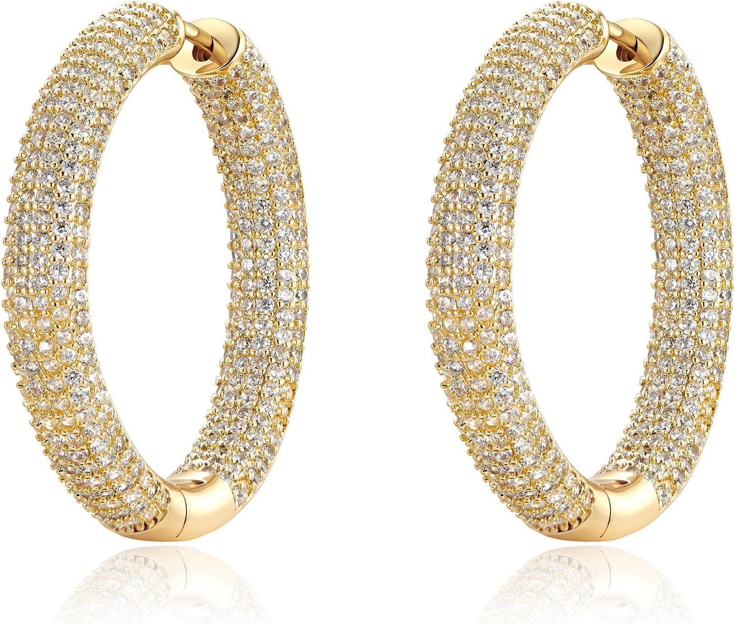 Cubic Zirconia Huggie Hoop Earrings for Women | Amazon (US)