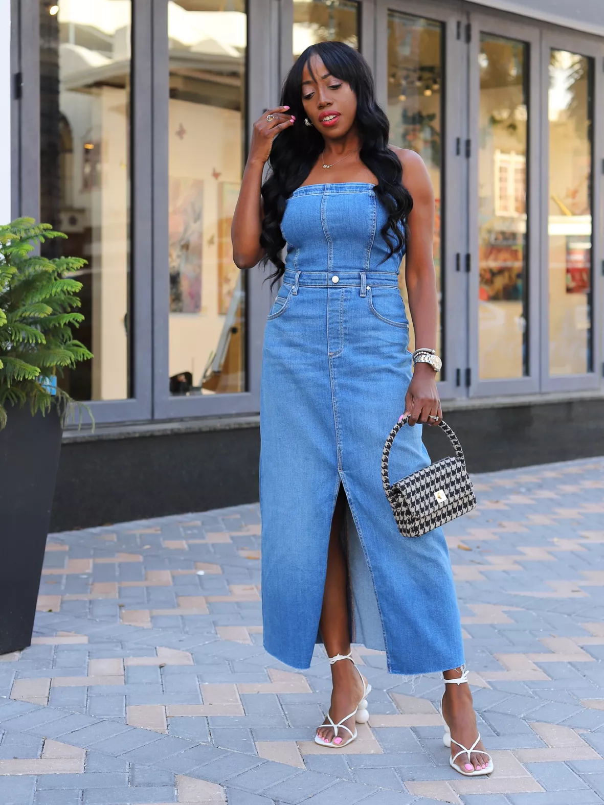 long denim dress Laura MATERIAL WOVEN/COTTON/POLYESTER Wrangler Retro Women's Denim Smocked