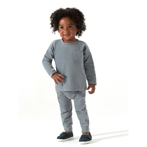 Modern Moments by Gerber Baby Boy or Girl Gender Neutral Long Sleeve Velour Top & Pant, 2-Piece O... | Walmart (US)