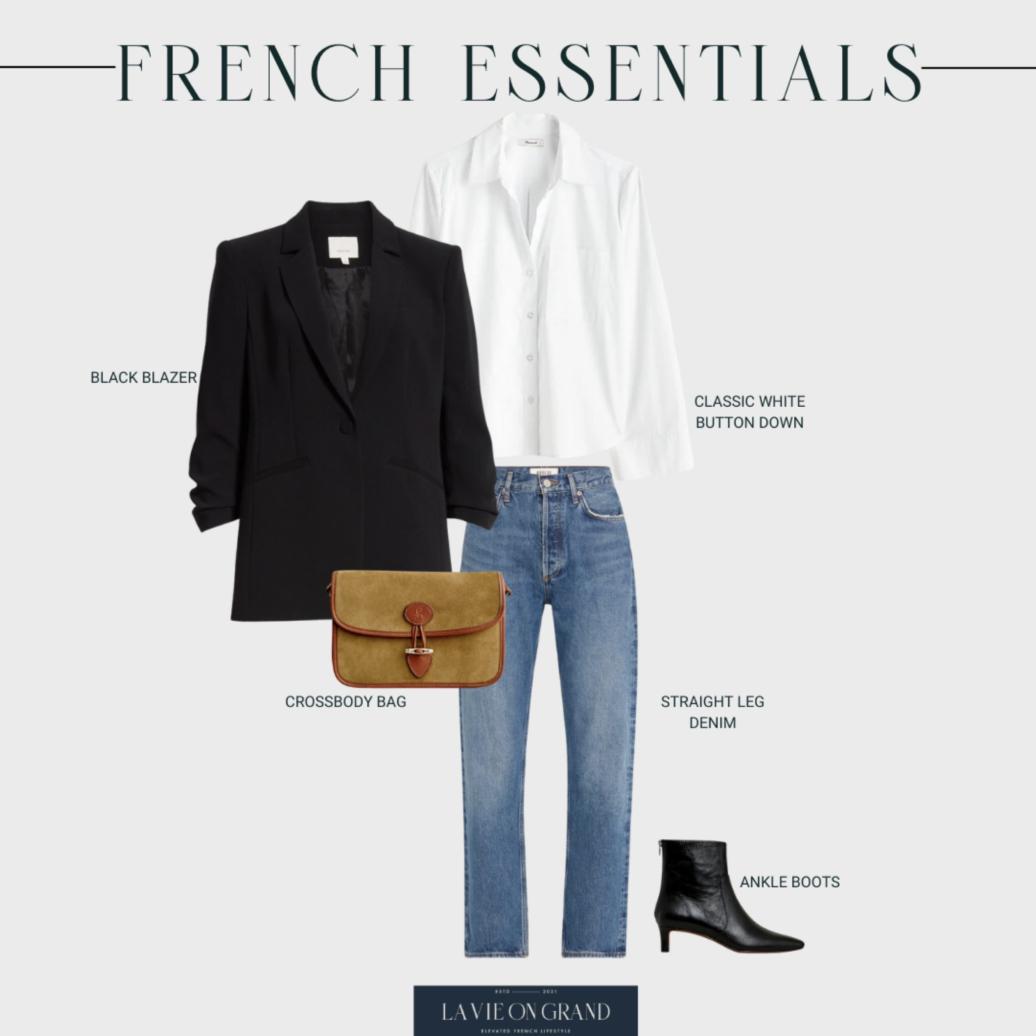French Essentials for Fall
Black Blazer 
White Button Down
Crossbody Bag 
Black Boots 

#LTKOver40 #LTKStyleTip #LTKSeasonal