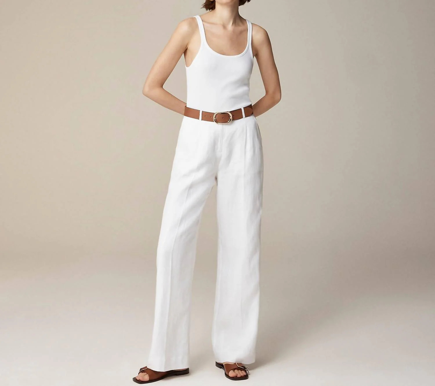 Wide-Leg Essential Pant In Linen In White | Shop Simon