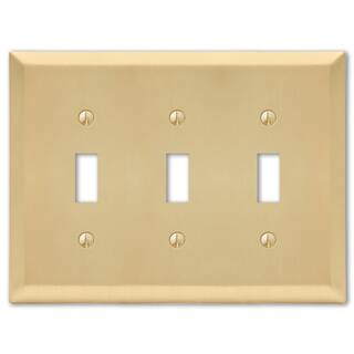 AMERELLE Metallic 3 Gang Toggle Steel Wall Plate - Satin Brass 163TTTSB - The Home Depot | The Home Depot