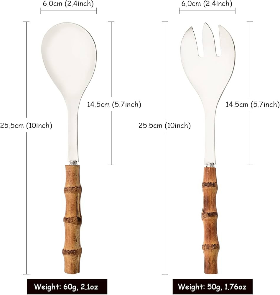 Uniturcky Serving Spoon and Fork Set, 304 Stainless Steel Serving Utensils with Natural Bamboo Ha... | Amazon (US)