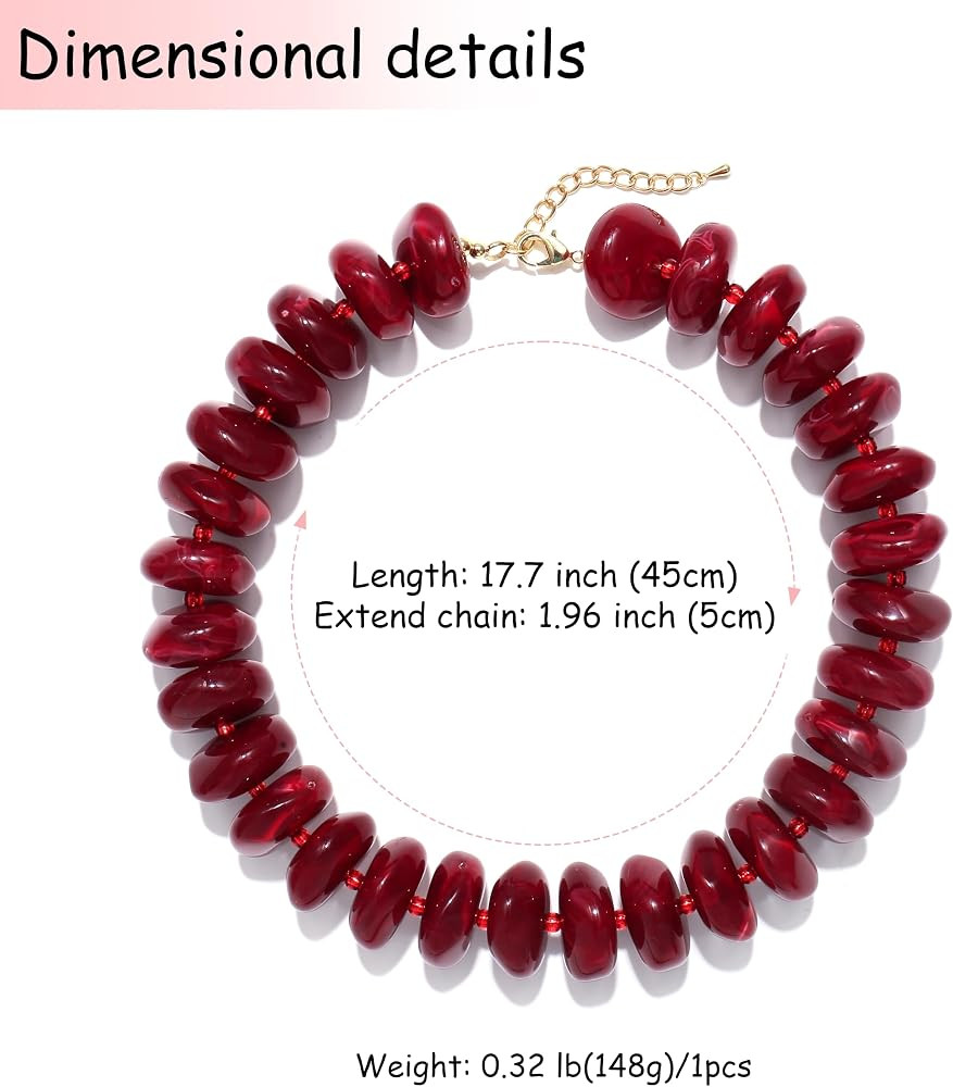 Colorful Chunky Beaded Necklace for Women,Large Acrylic Bead Choker Statement Necklace Cute Trend... | Amazon (US)
