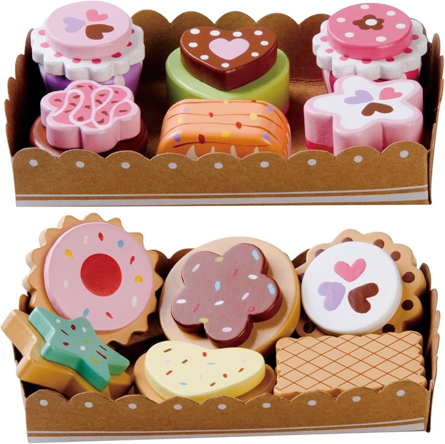 Bee Smart Tea Party Wooden Cakes & Biscuits | Kids Playset Pretend Play Food with Menu Cards & St... | Amazon (US)