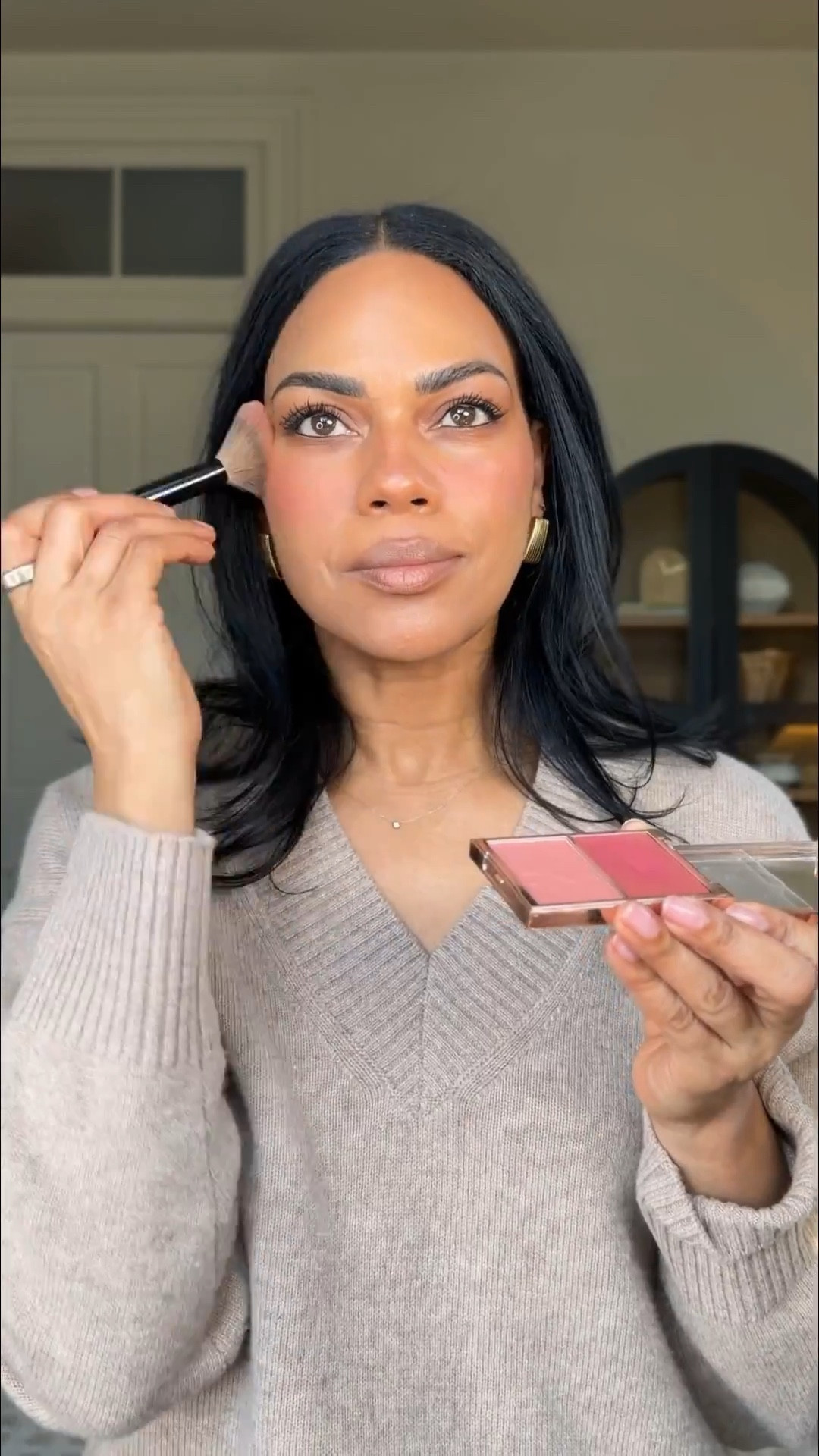 Makeup for mature skin that won’t cake! @sephora #sephorapartner First I start with the NARS eyeshadow primer so makeup will last, then the Merit Minimalist stick for concealer, and foundation then the same stick in color ‘cacao’ for contour. The Patrick Ta Double-Take blush in ‘She’s Flushed’ then I set everything with the Danessa Myricks Yummy Skin Liquid Blurring Spray for a mattifying look. Follow with a little color powder to finish the look! Sign up to be a Sephora Beauty Insiders Member to get points, earlier access to sales, free shipping, and a gift on your birthday! Buy online, pick up in store or use same day delivery! 
