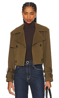 WeWoreWhat Cropped Trench Coat in Military Olive from Revolve.com | Revolve Clothing (Global)