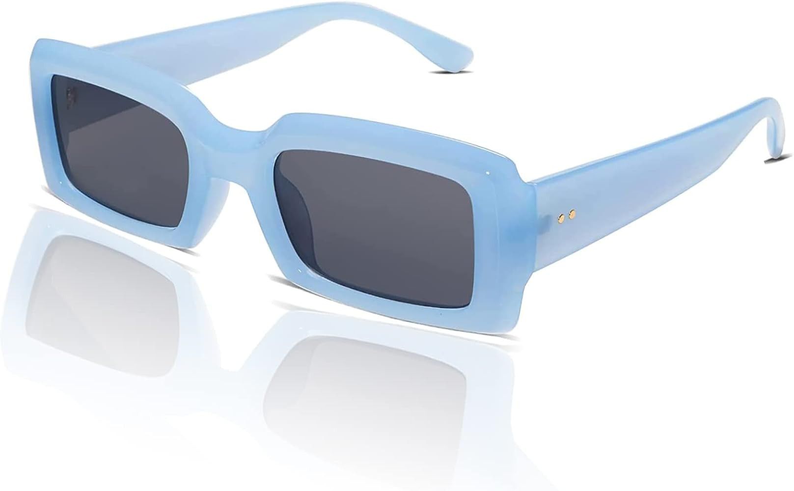 Trendy Sunglasses for Women Men, 90s Sun Glasses Shades, Fashion Blue Orange Yellow Rectangle Fra... | Amazon (US)