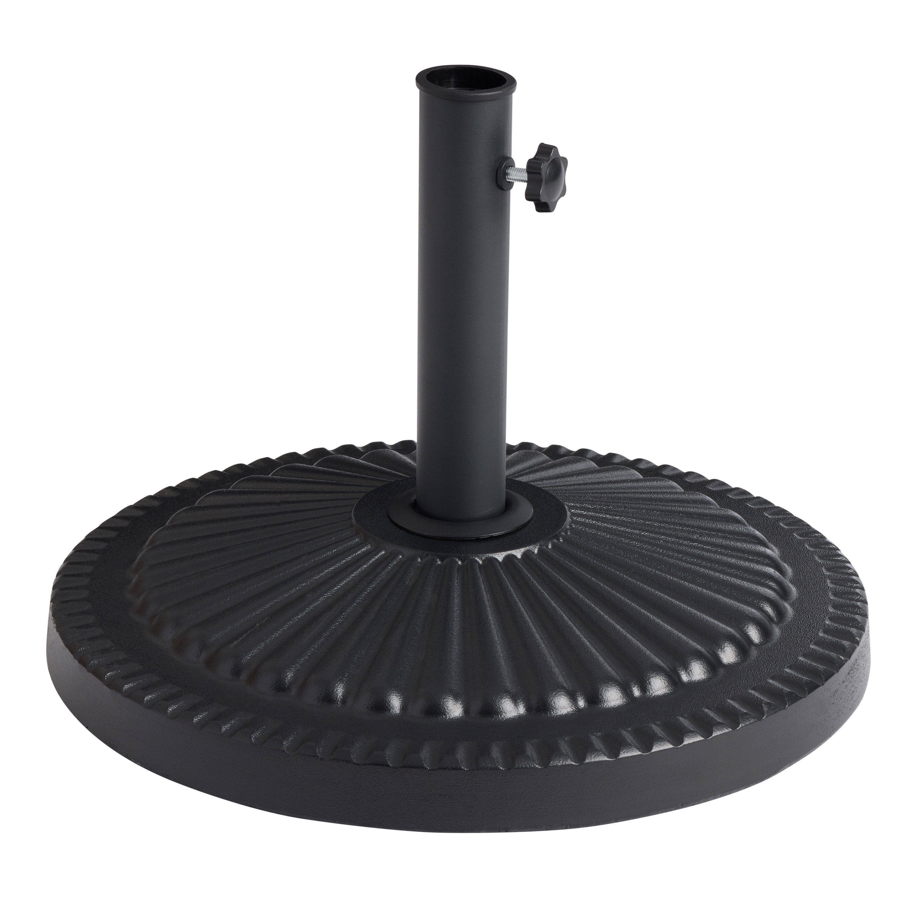 Round Black Concrete Fluted Umbrella Stand | World Market