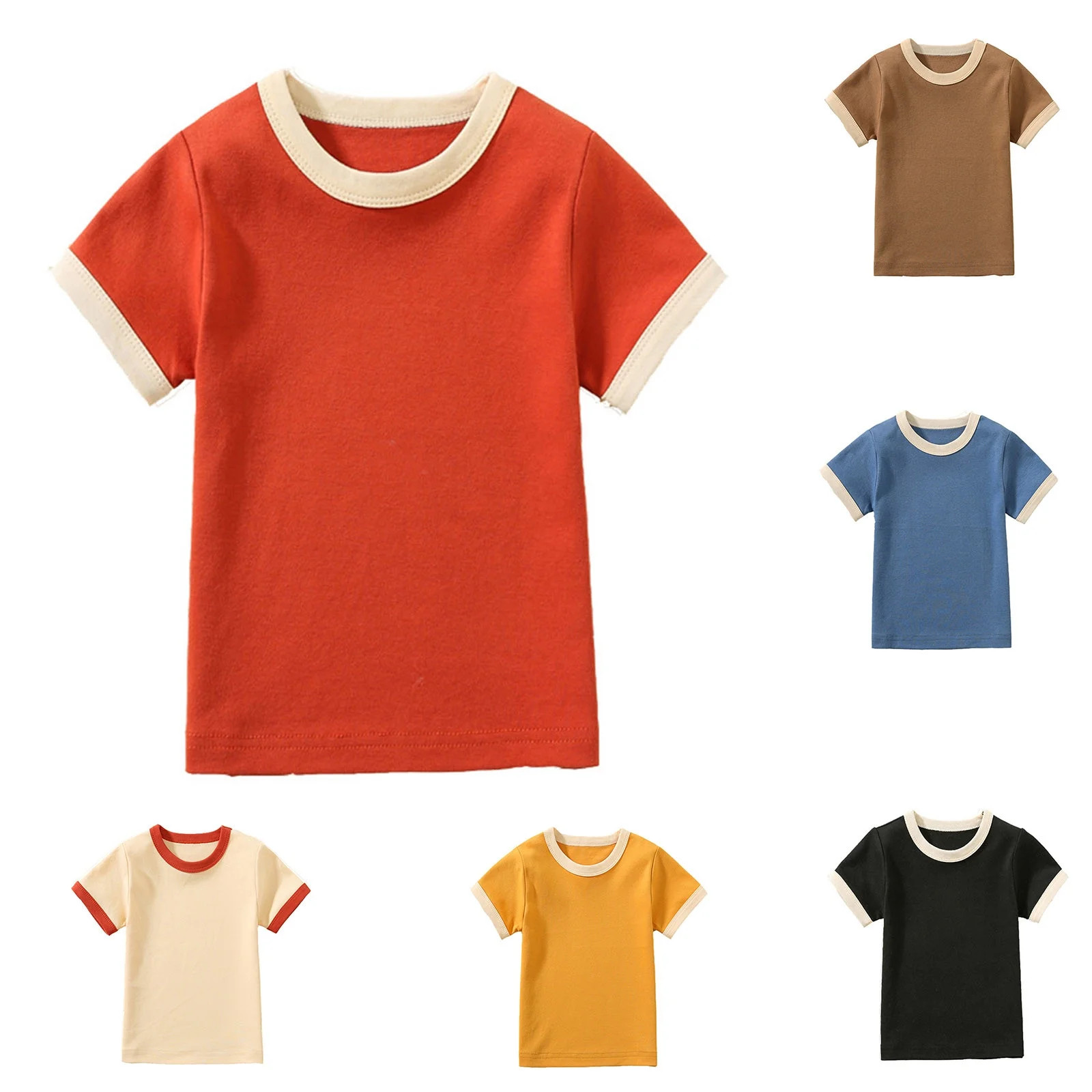 Uxgjfwu Toddler Boys Girls Plain Print Short Sleeve Top Summer Clothes Casual Round Neck T-Shirt ... | Walmart (US)