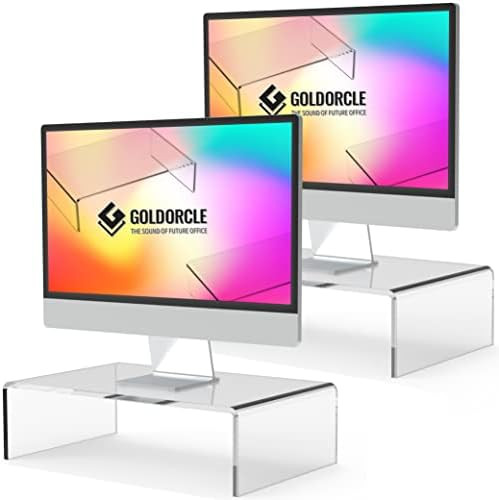 2 Pack Acrylic Monitor Stand Riser Clear Computer Monitor Stand for Laptop PC Printer Computer Ri... | Amazon (US)