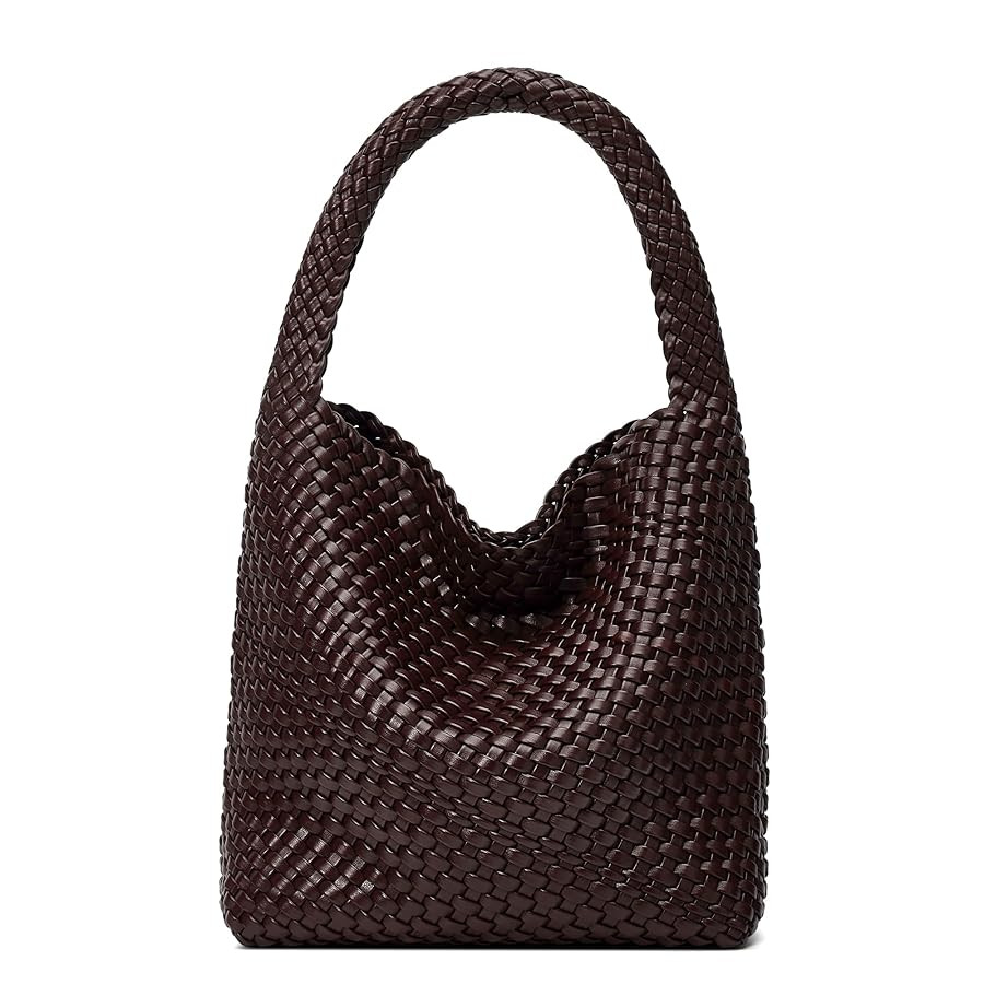 Woven Bags for Women Tote Purse: Vegan Leather Shoulder Handbags - Medium Beach Tote Bags - Handw... | Amazon (US)