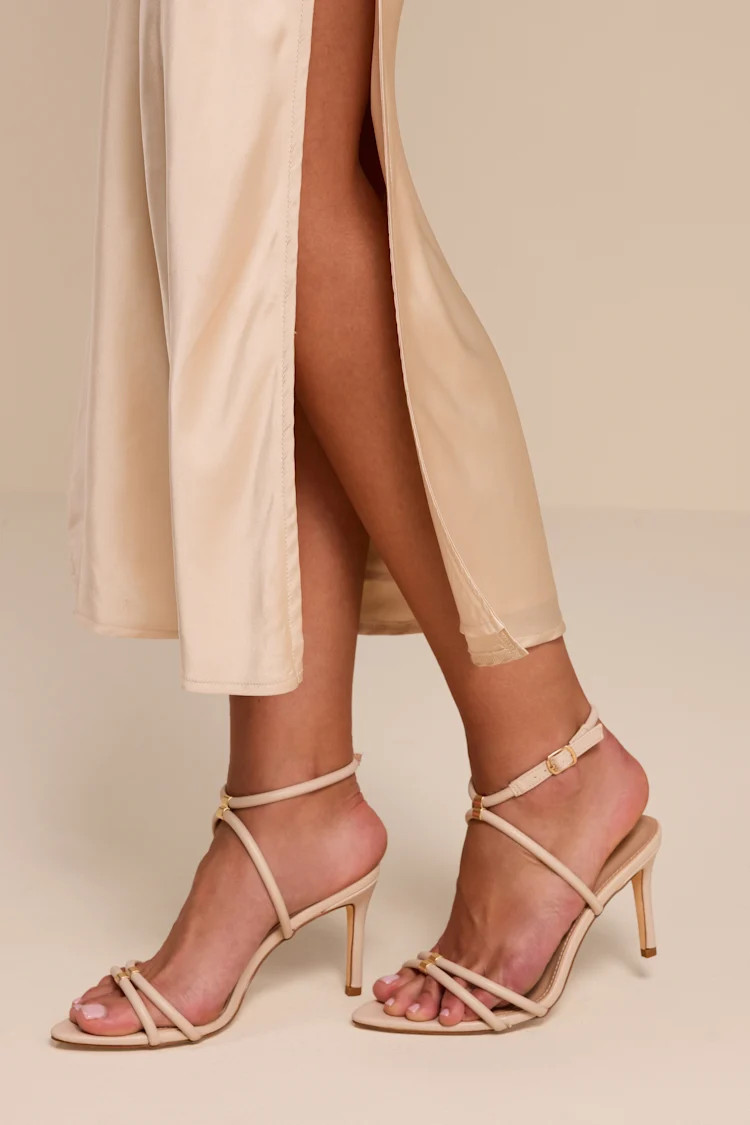 Baila Beige Ankle Strap High Heel Sandals | Lulus