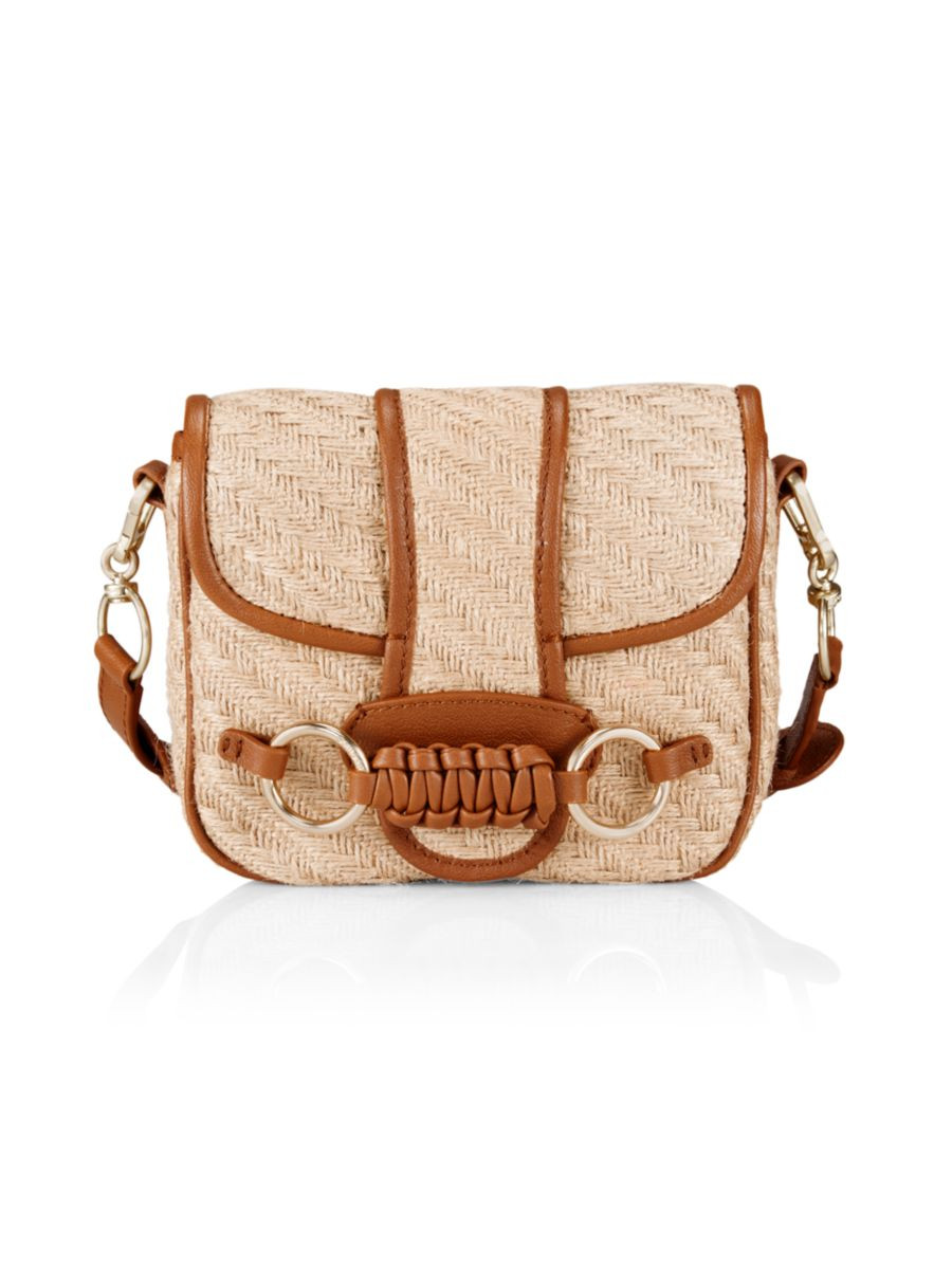 Saffie Raffia & Leather Saddle Bag | Saks Fifth Avenue