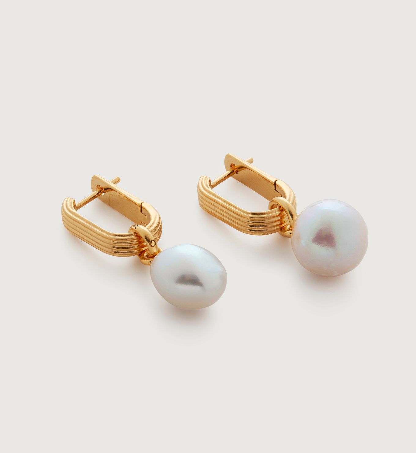 Groove Baroque Pearl Huggie Earrings | Monica Vinader (Global)