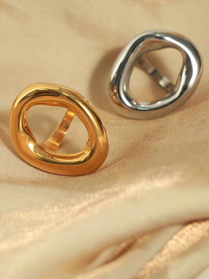 1 pièce Bague En Acier Inoxydable Plaquée Or 18 Carats | SHEIN
