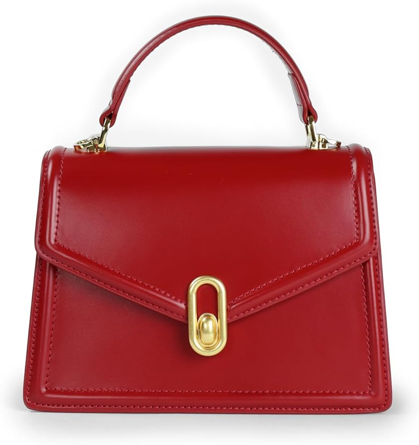 Women’s Evening Handbags - Leather Top-Handle Fashion Purses in Red, Black, and White | Amazon (US)