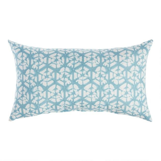 Blue And Ivory Shibori Sands Outdoor Lumbar Pillow | World Market