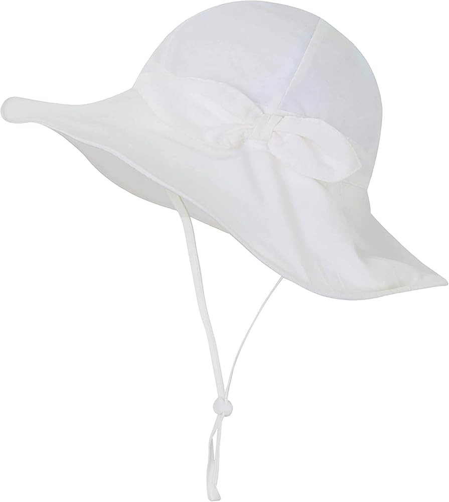 Baby Girl Sun Hat Summer Beach Hats with UPF 50+ Toddler Infant with Wide Brim Strap Outdoor Buck... | Amazon (US)