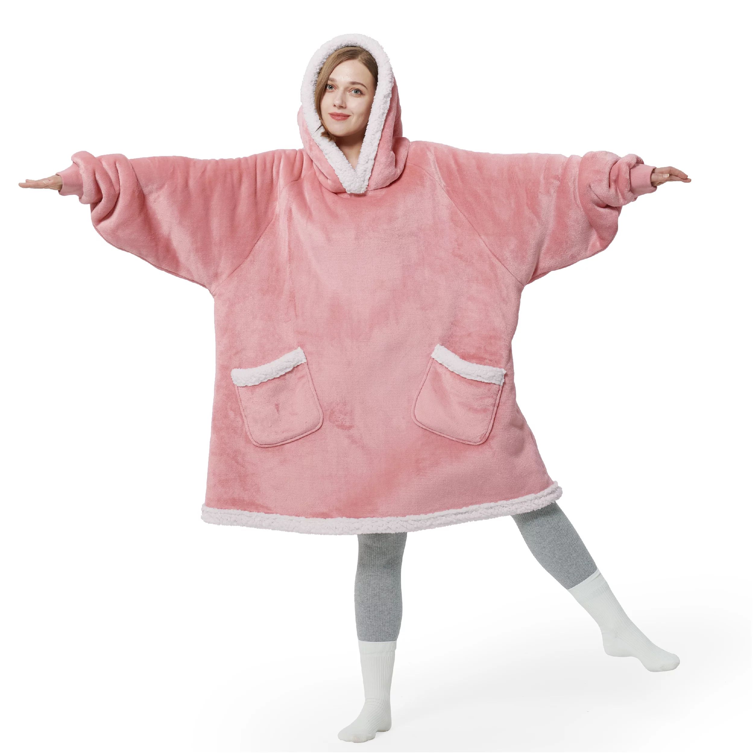 Bedsure Wearable Blanket Hoodie, Sherpa Hoodie Blanket with Giant Pocket, Warm&cozy, Standard, Me... | Walmart (US)