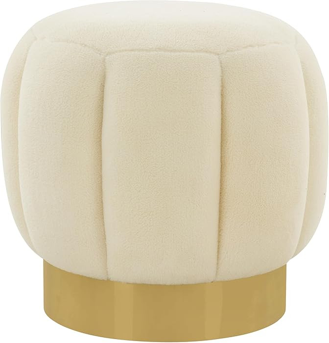 SAFAVIEH Couture Collection Maxine Cream Boucle/Gold Channel Tufted Ottoman (Fully Assembled) | Amazon (US)