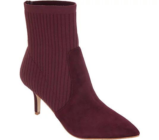 Marc Fisher Suede and Knit Ankle Boots - Albinia | QVC