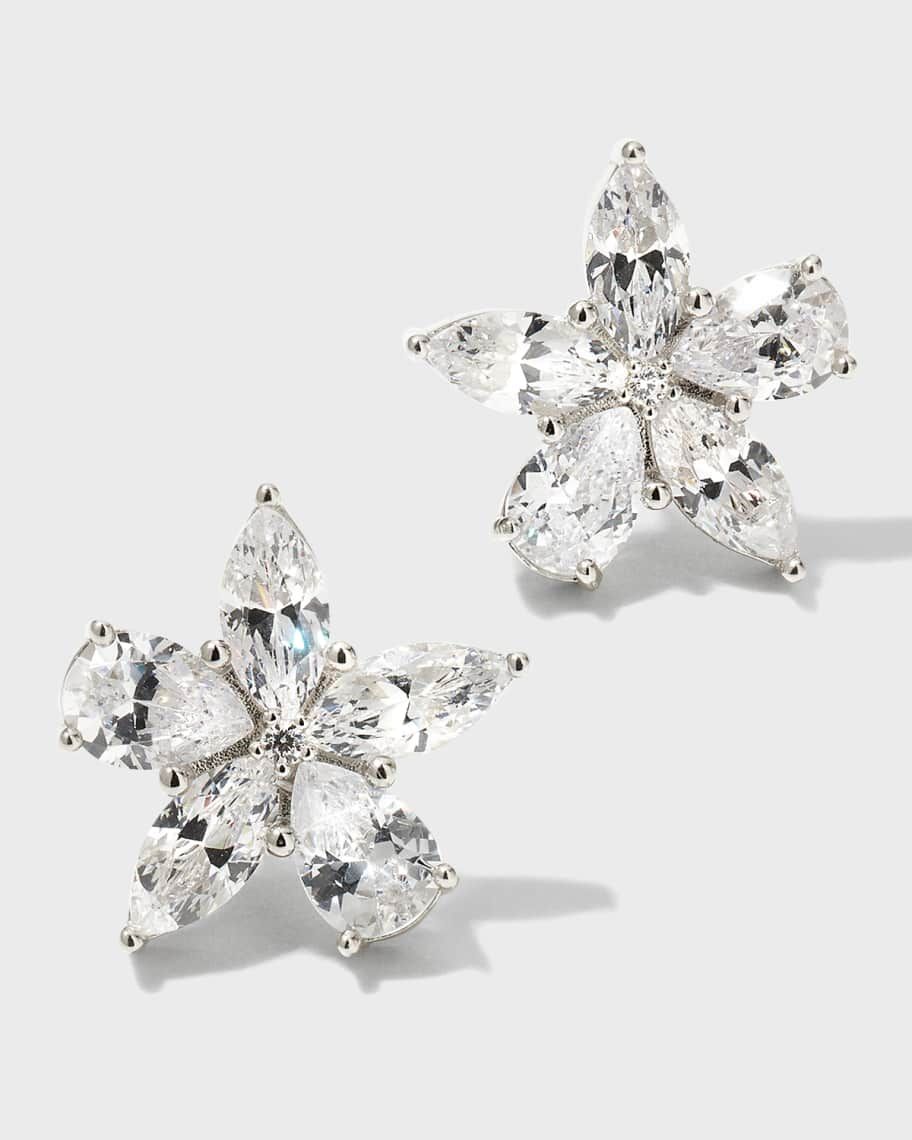 Cubic Zirconia in Floral Pattern Earrings, 3.0tcw | Neiman Marcus