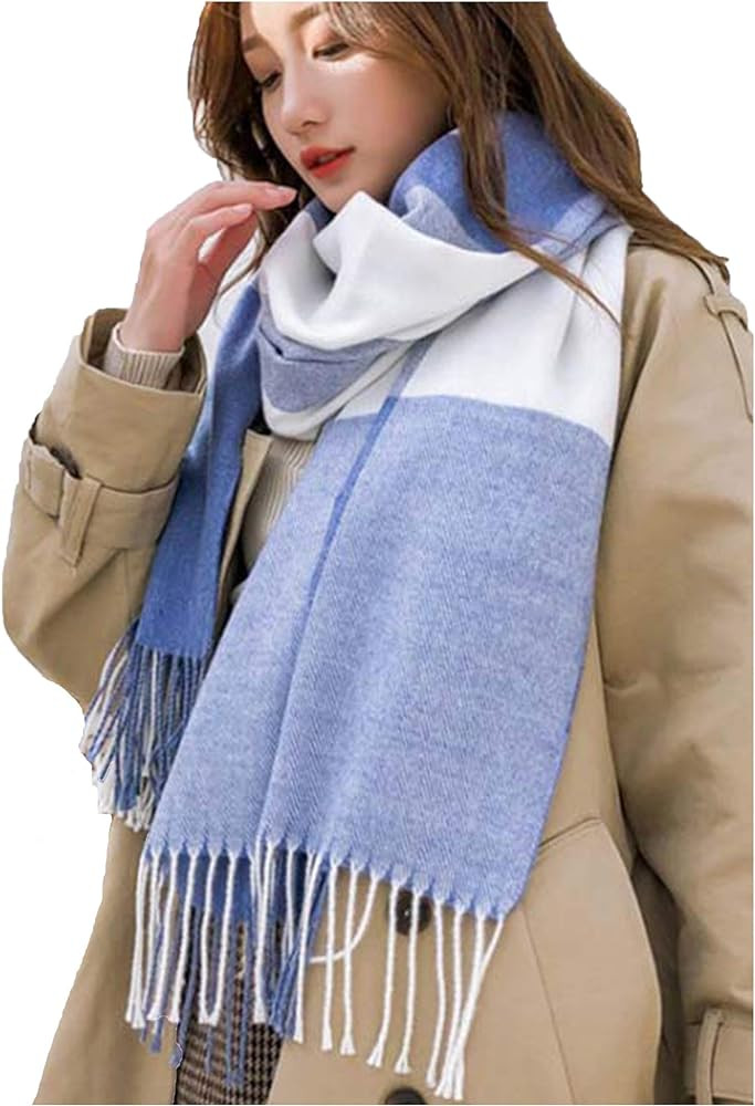 Wander Agio Women's Fashion Scarves Long Shawl Winter Thick Warm Knit Large Plaid Scarf | Amazon (US)