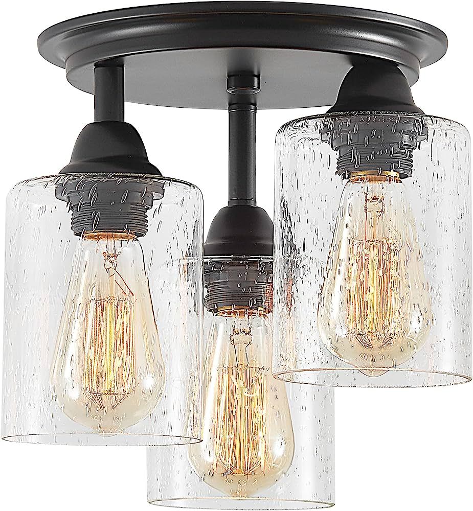 LEDIARY Semi Flush Mount Ceiling Light Fixtures, 3-Light Industrial Black Light Fixtures Ceiling ... | Amazon (US)