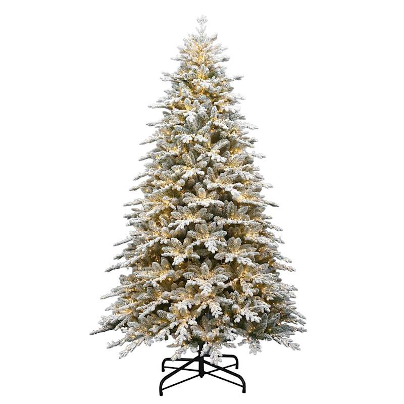 (C12) Pre-Lit LED Bradley Spruce Flocked Christmas Tree, 9' | At Home