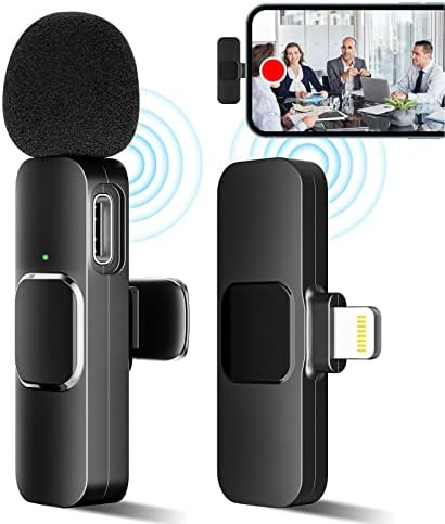 Wireless Microphone for iPhone iPad, Wireless Clip Mic, Wireless Lavalier Microphones, Profession... | Amazon (US)