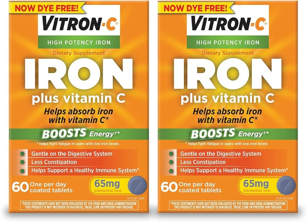 Vitron-C Iron Supplement, Once Daily, High Potency Iron Plus Vitamin C, Support Red Blood Cell Pr... | Amazon (US)