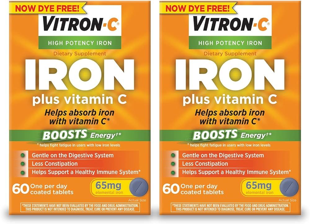 Vitron-C Iron Supplement, Once Daily, High Potency Iron Plus Vitamin C, Support Red Blood Cell Pr... | Amazon (US)