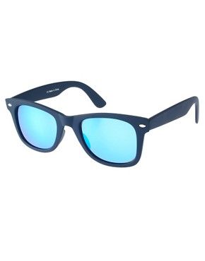 ASOS Wayfarer Sunglasses with Blue Mirror Lens | ASOS US