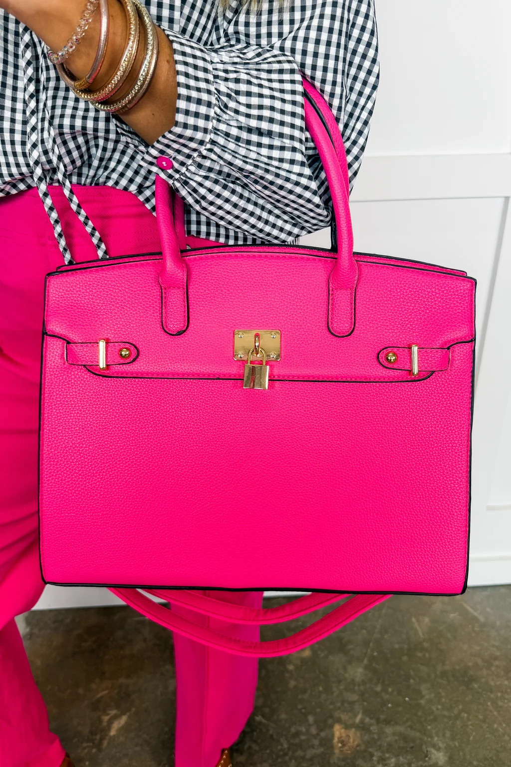 The Audrey Satchel Handbag in Fuchsia | Jules & James Boutique