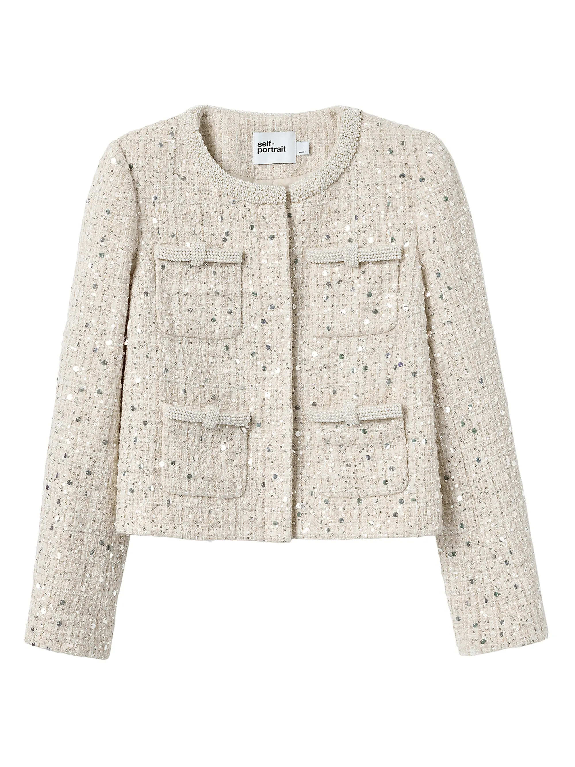 Embellished Bouclé Collarless Jacket | Saks Fifth Avenue
