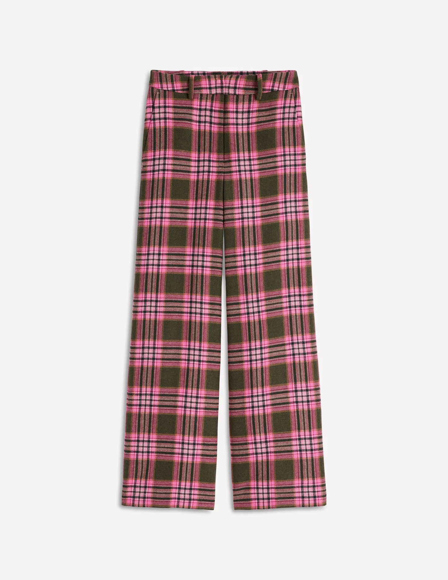 Belgravia Wool Pants-Olive, Green and Pink Check | Boden (US)