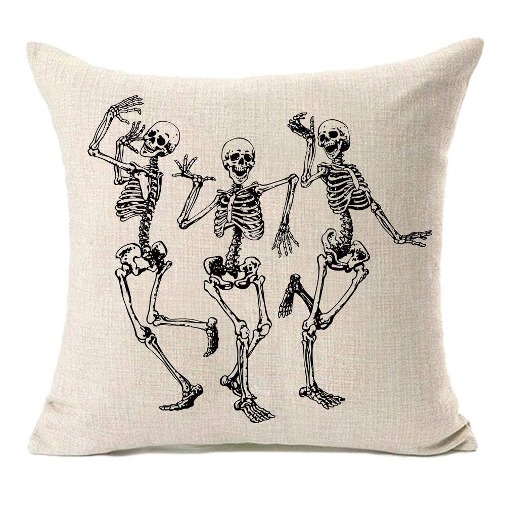 MFGNEH Halloween Decorations Skull Pillow Covers, Home Decor Cotton Linen Sofa Throw Pillow Case ... | Amazon (US)